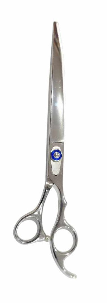 8" Curved Stainless Steel Grooming Shear with Blue Dial