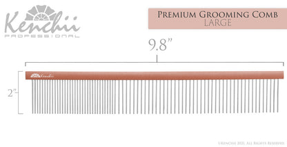 Kenchii™ Premium Satin Rose Gold Grooming Comb - Large - 9.8"