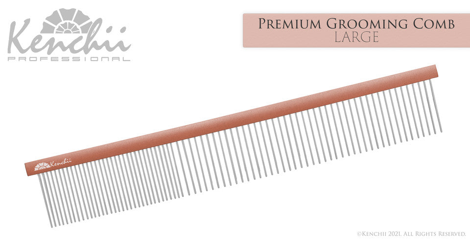 Kenchii™ Premium Satin Rose Gold Grooming Comb - Large - 9.8"