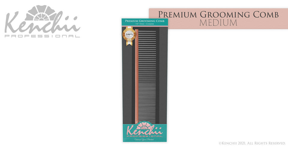 Kenchii™ Premium Satin Rose Gold Grooming Comb - Medium - 7.5"